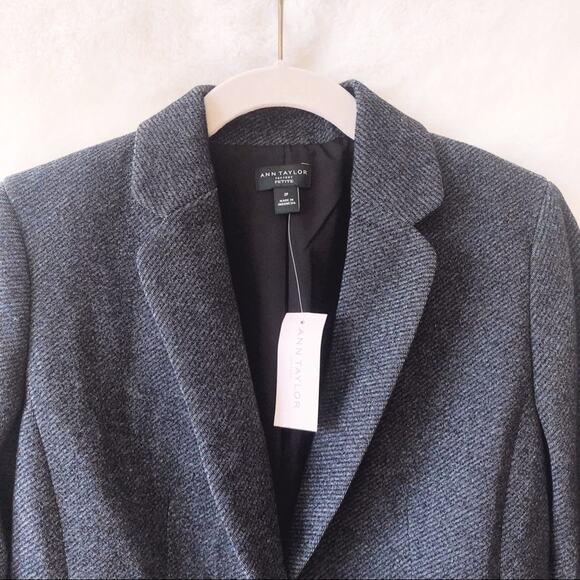 Ann Taylor Gray Petite One-Button Tailored Blazer - Picture 10 of 12